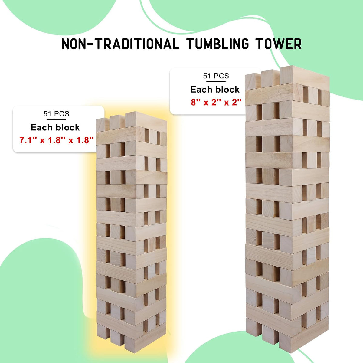 GOTHINK Giant Tumble Tower Game - Natural / XL- Up to 5.5FT - image 4