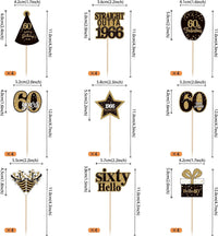36PCS Happy 80th Birthday Cupcake Toppers Double Sided Black Gold - Straight Outta / 60th - image 2