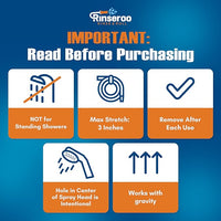 Rinseroo Slip-On Bathtub Faucet Sprayer Attachment. Ultra-Flex Dog Shower Adapter Portable With Pet Showerhead. Attach to Tub Spout 5 Foot Hose. No Install for Speedy Washing