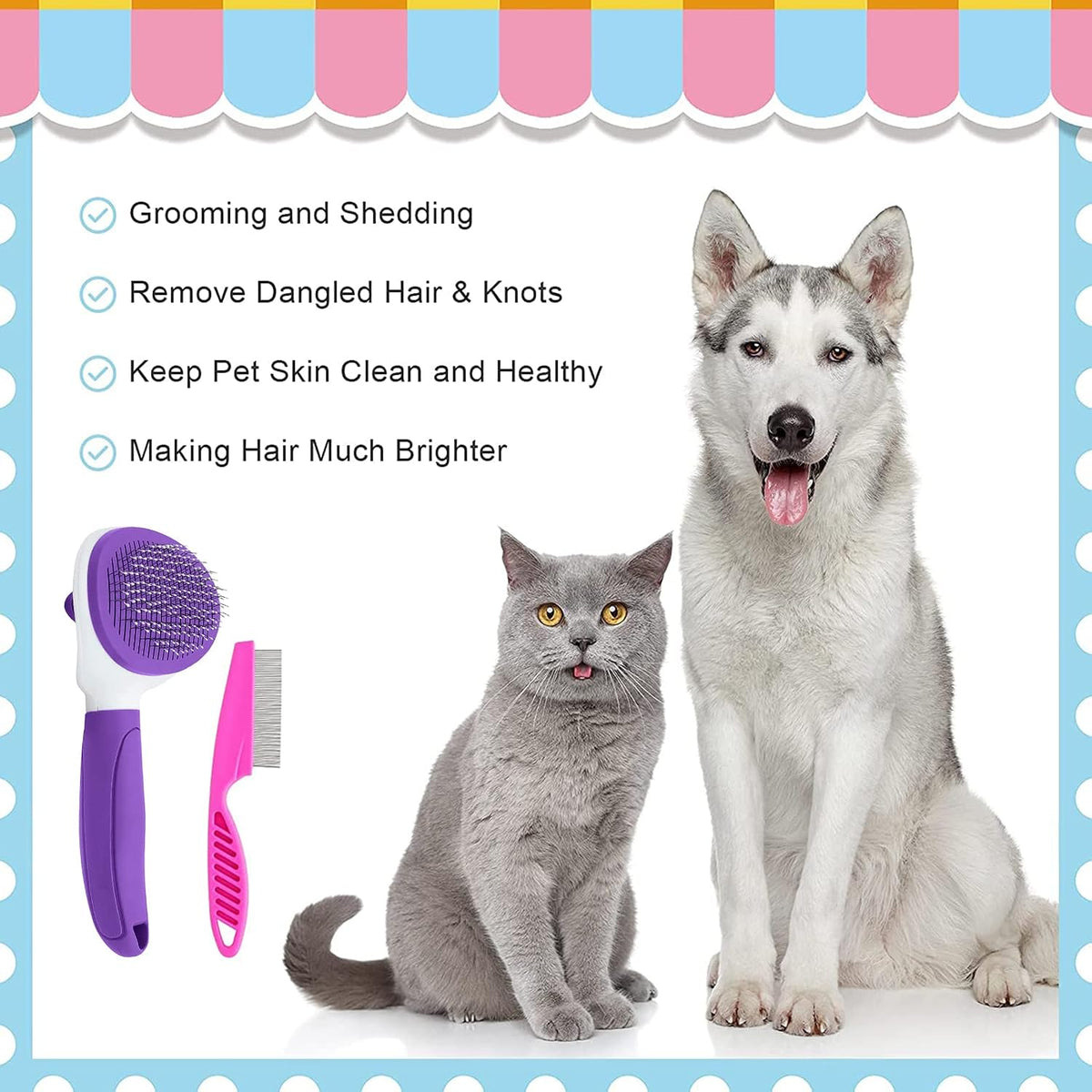 Cat Brushes for Indoor Cats - Purple - image 4