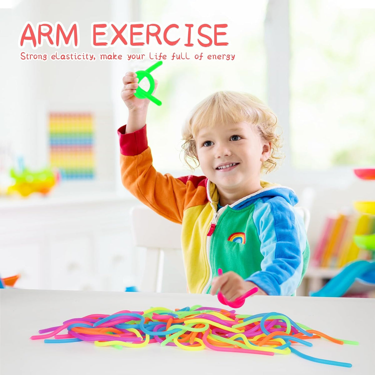 100 PCS Colorful Stretchy Fidget Strings Sensory Toys - image 4