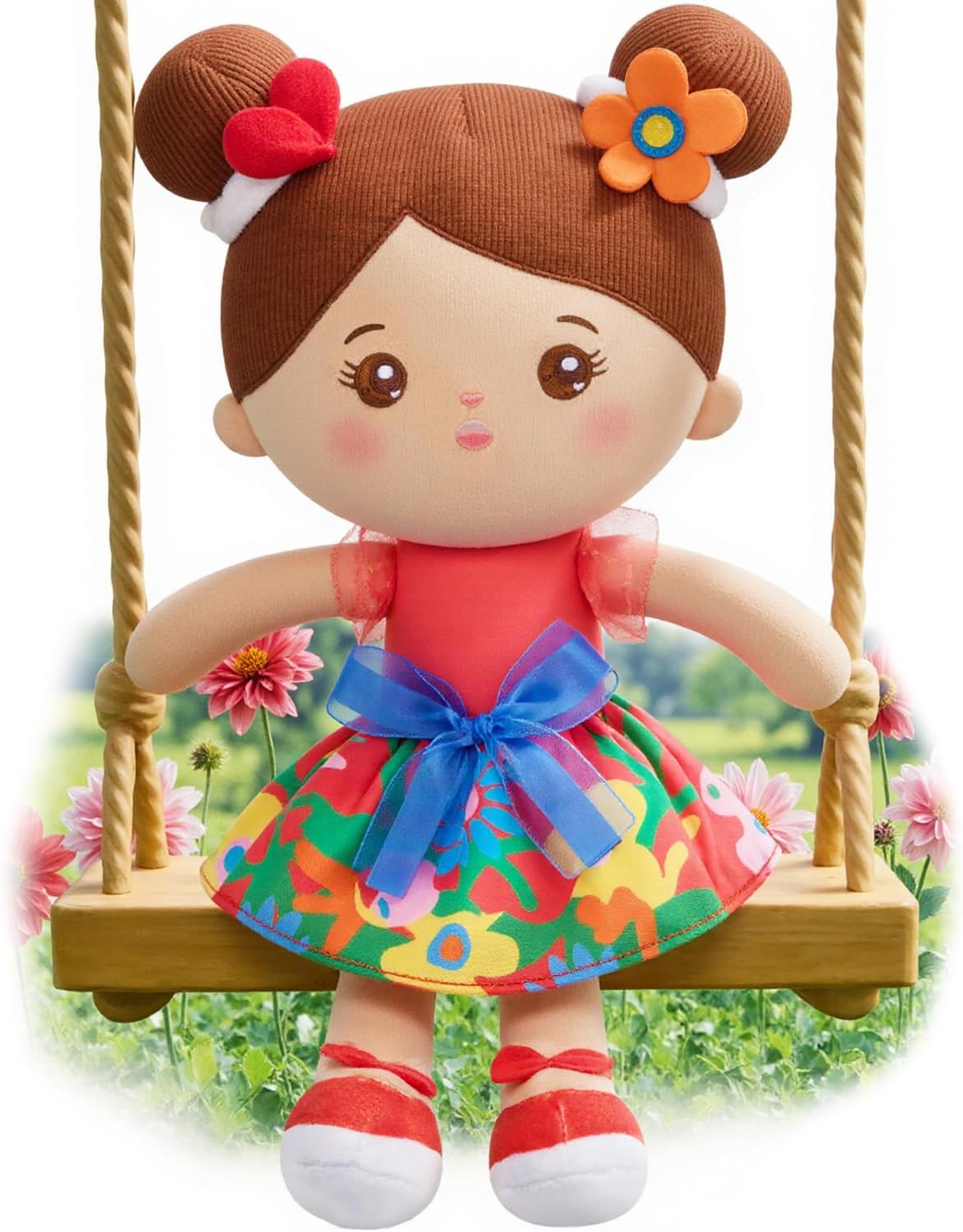 OUOZZZ Soft Baby Doll 12.6" Yellow Bee Dress Snuggle Buddy Doll – Fun for Kids & Family - B-abby Floral