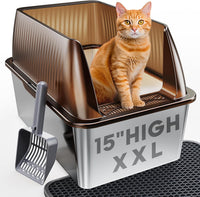 Tripamin 15”Stainless Steel Cat Litter Box Enclosure - Translucent brown / XX-Large