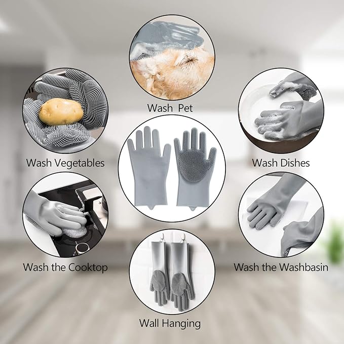 Pet Grooming Gloves - Gentle Dog Bathing Shampoo Brush - Massage Mitt with Enhanced Five Finger Design - Efficient Deshedding Glove for Dogs, Cats, Rabbits and Horses - 1 Pack