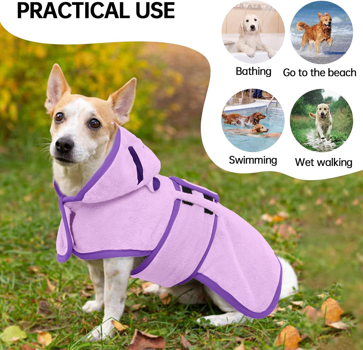 Dog Bathrobe, Fast Drying Coat - Small / Purple - image 3