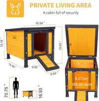 GEGURI Outdoor Cat House Weatherproof, Rabbit Hutch & Indoor Bunny Cage, Wooden Shelter for Feral Cats, Rabbits, Chickens & Small Animals