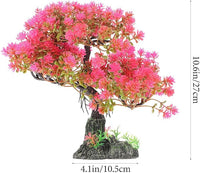 POPETPOP Artificial Aquarium Plant Plastic Water Plant Tree Fish Tank Bonsai Ornament Fish Tank Hideout Sushi Plate Decor for Aquarium Terrarium Landscape Pink