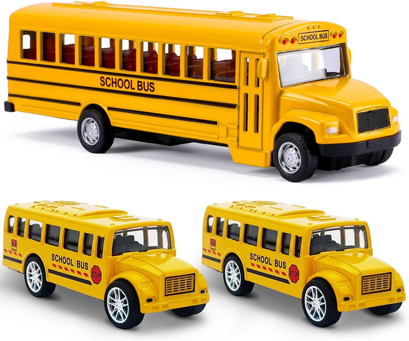 3 Pack Pull Back School Bus Playset