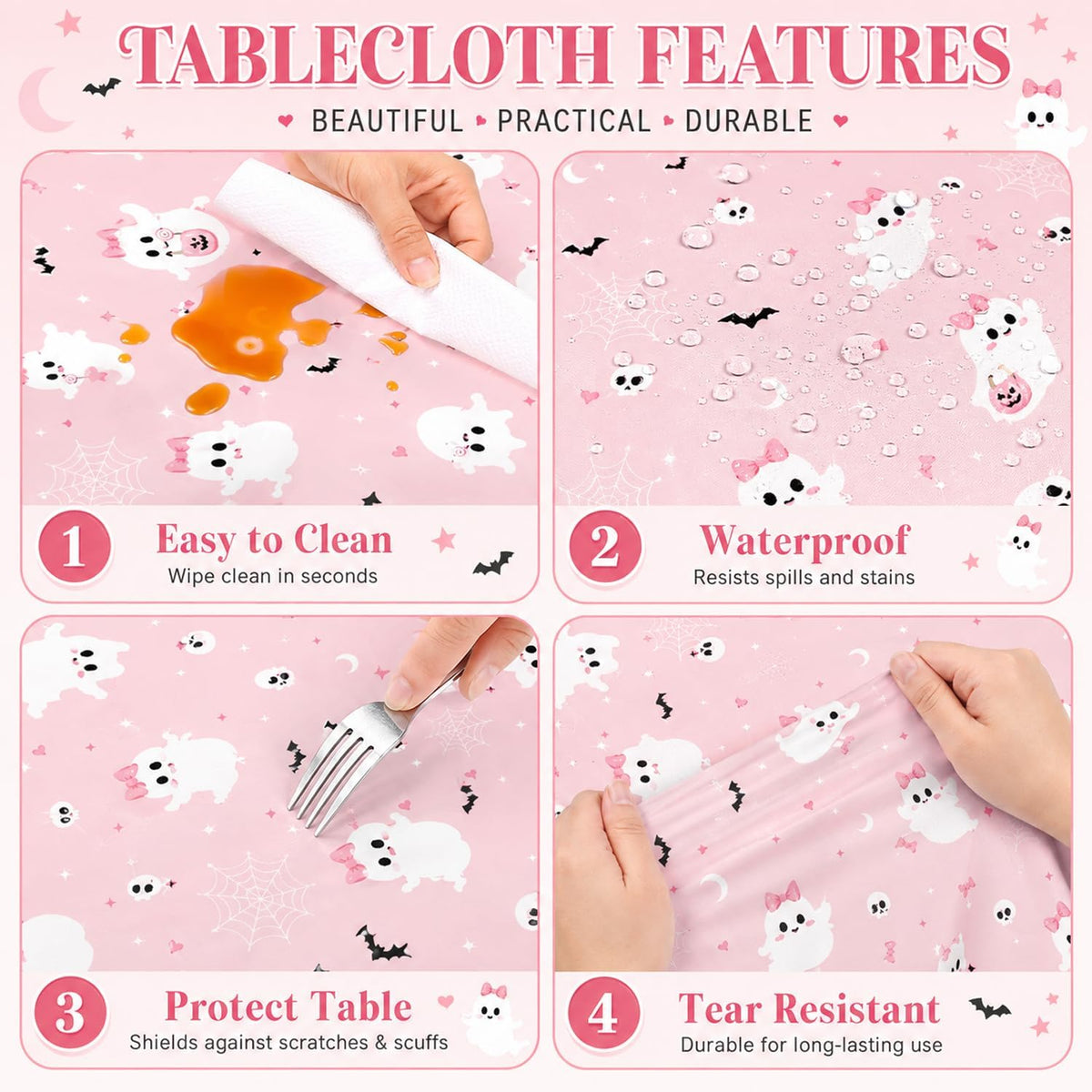 LINHAXM 3 Pack Brown Wood Grain Tablecloths - Halloween - image 3