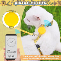 PUPTECK Adjustable Cat Harness and Leash Set Escape Proof Kitten - Small / Yellow(Floral) - image 3