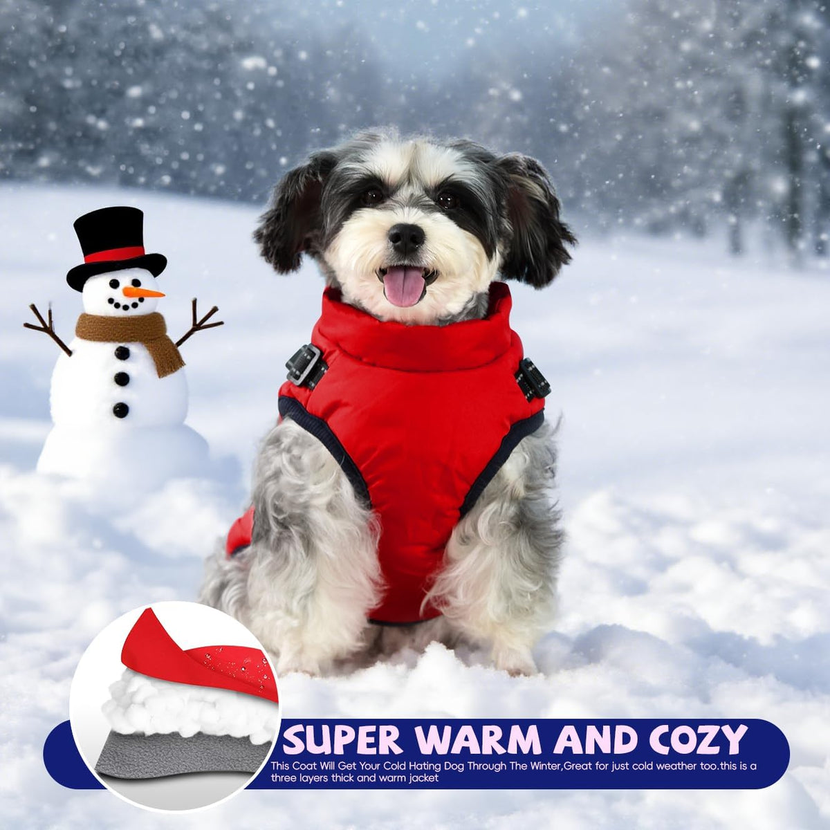 Gyuzh Dog Coat with Harness Puppy Coats Small Dog Harness Jacket - Small / red - image 4