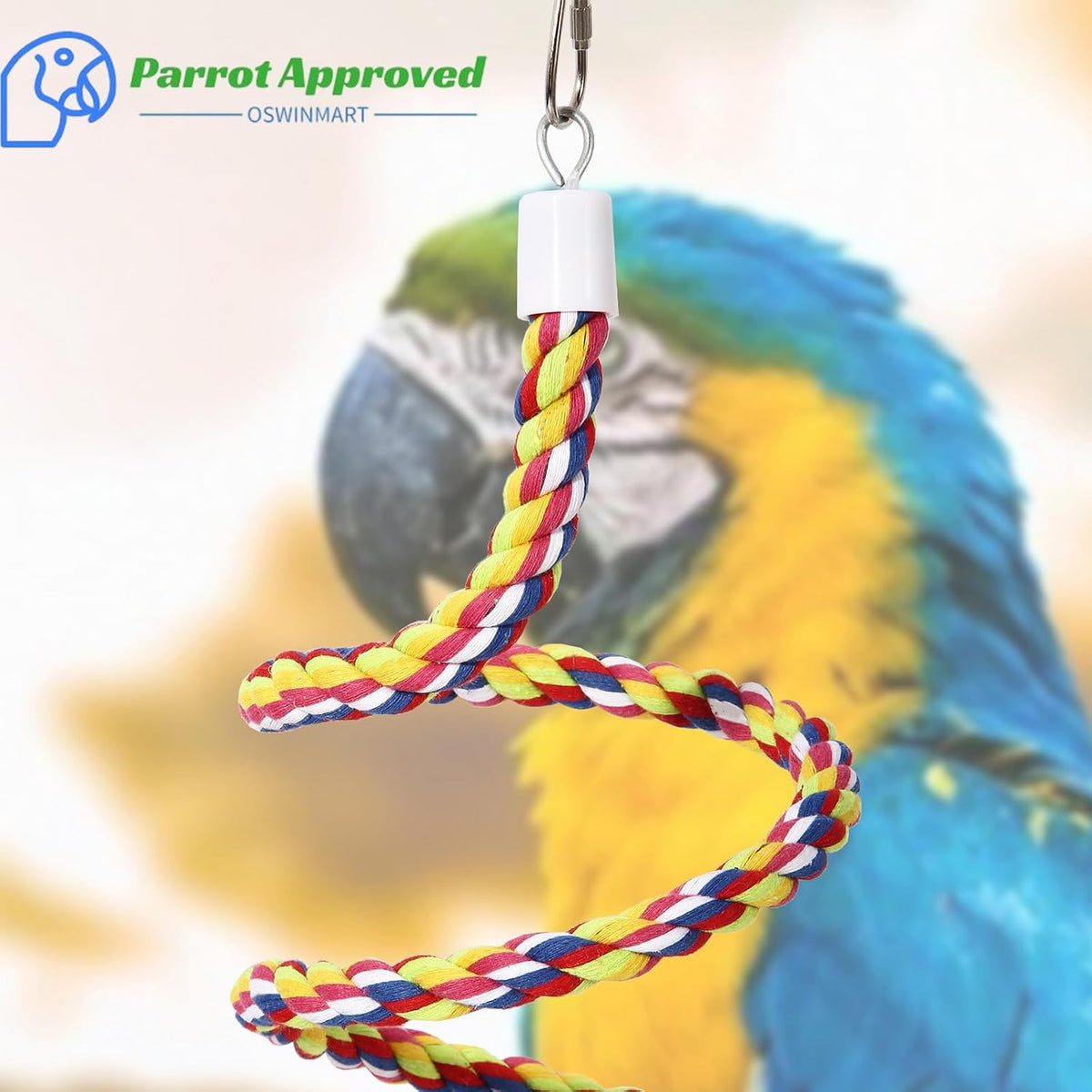 94.4inch Length Colorful Cotton Bendable Rope Perch Swing Bird Chew - 63'x2pcs - image 4