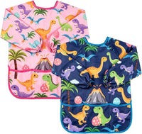 KUUQA Waterproof Children Art Smock Kids Art Aprons – Fun for Kids & Family - Dark Blue+pink / 2
