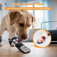 LOOBANI Dog Socks to Prevent Licking Paws - Dog Socks for Hardwood Floors Anti Slip for Traction Control - Dog Grippy Socks for Senior Dog Small Medium Large Dogs on Tile Floors, Black XS