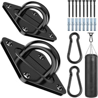 Morzejar black heavy duty hammock hooks kit with M10 pad eyes and snap hooks