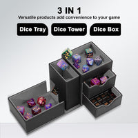Stepane dice tray and dice tower storage box in black and red PU leather with drawers - view 27