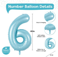 Checkered Number Balloon 1 - Pearl Blue / Number 6 - image 2