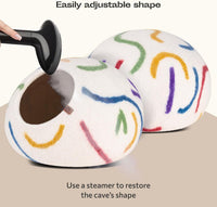 Cat Cave, New Zealand Wool Bed for Indoor Cats - Ivory Rainbow / Medium - image 3