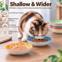 Ceramic Cat Food Bowls 6 Pack - Floral 2 - No Pads - image 3