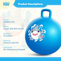 EVERICH TOY 18 inch hopper ball for kids with handle, purple pink clouds - view 35