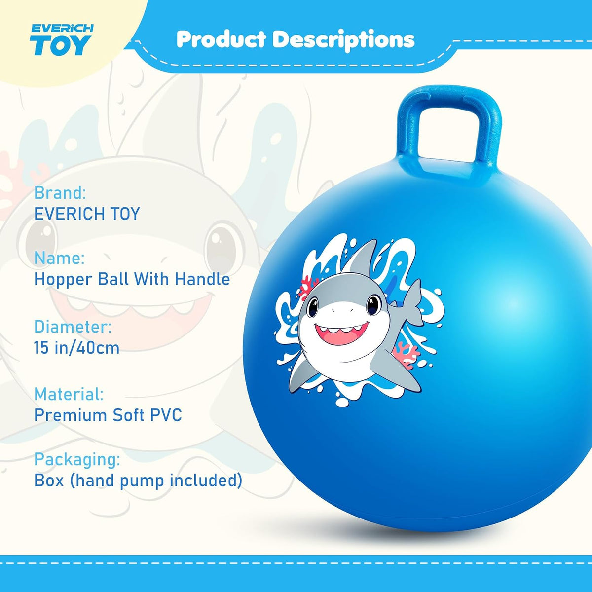 EVERICH TOY 18 inch hopper ball for kids with handle, purple pink clouds - view 35