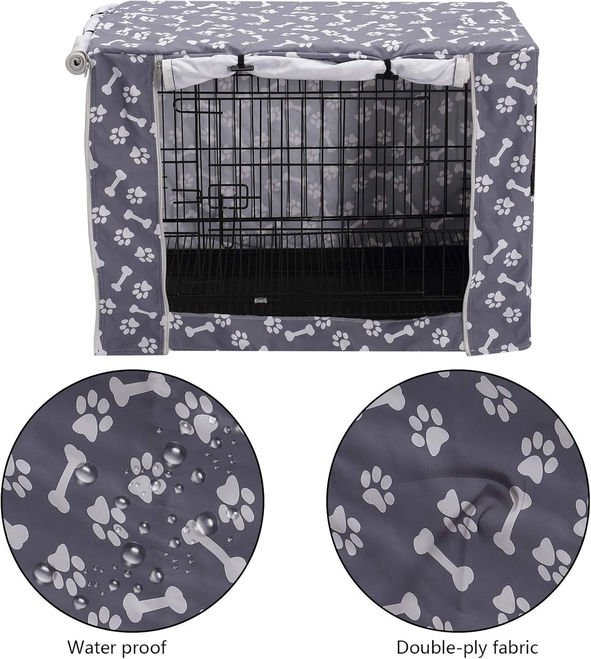 Pethiy Dog Crate Cover Durable Polyester Pet Kennel Cover Universal - 30.0"L x 19.7"W x 21.0"H / Sky Gray - image 3
