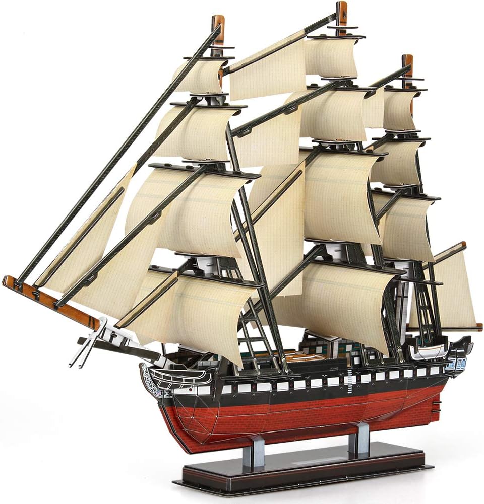 CubicFun Titanic 3D Model Ship Puzzle with LED Lights - USS Constitution | 1:188