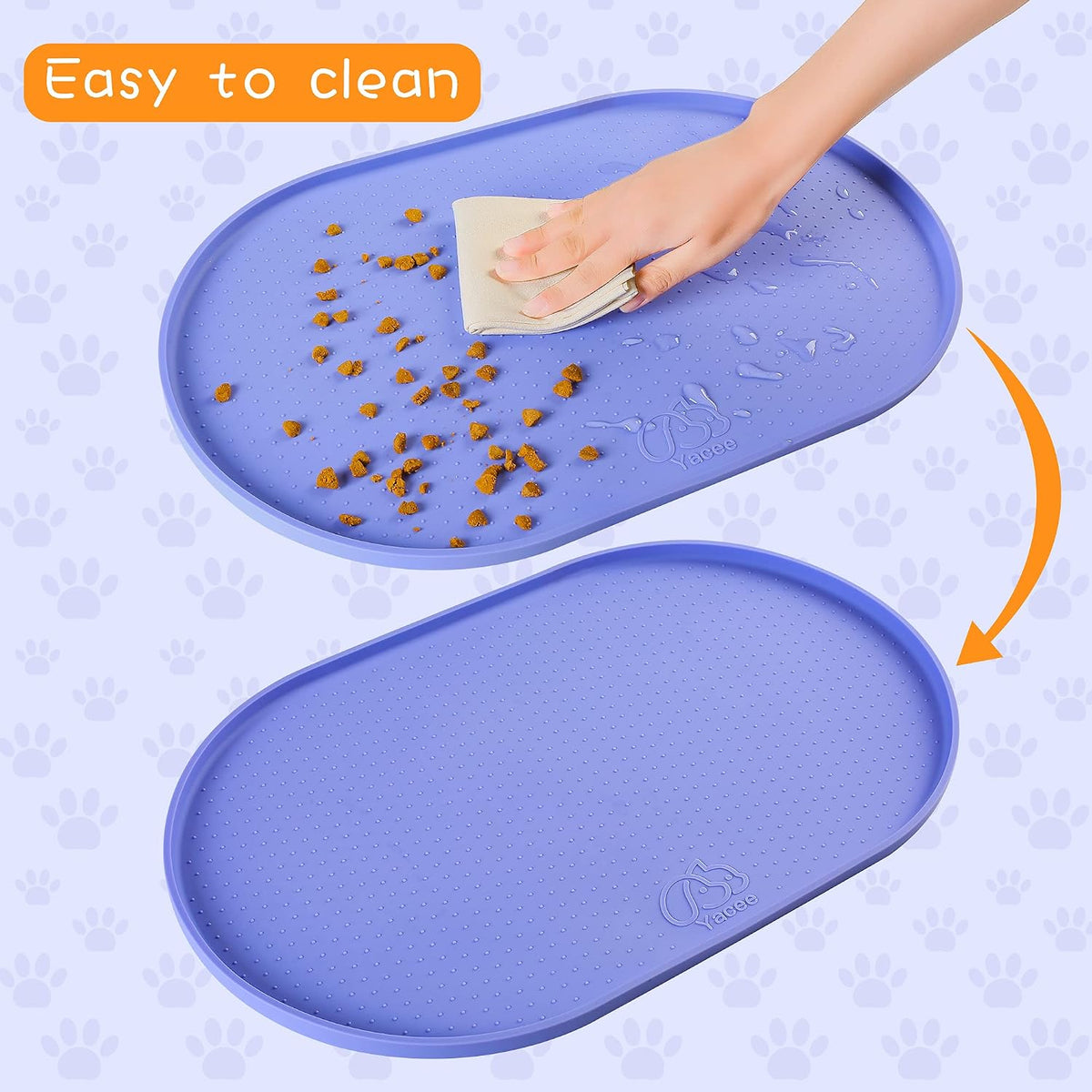 100% Waterproof 0.5" Raised Edge BPA Free Silicone Dog Food Mat - 32x24x1.0 Inch / Purple - image 4