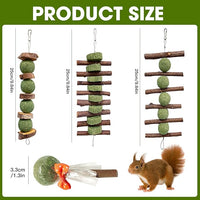 3 Pcs Bunny Chew Toys with 3 Pcs Rabbit Chew Lollipop for Teeth Grinding, Improve Dental Health, Treats for Rabbits Guinea Pigs Chinchillas Bunnies Hamsters