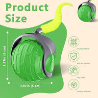 Cat Toys,Interactive Cat Toys Ball for Bored Indoor Cat,Automatic Rolling,Drop Resistant and Obstacle Avoidance,2 Modes Adjustment,Fluffy Tail and USB Type-C Rechargeable（Green）