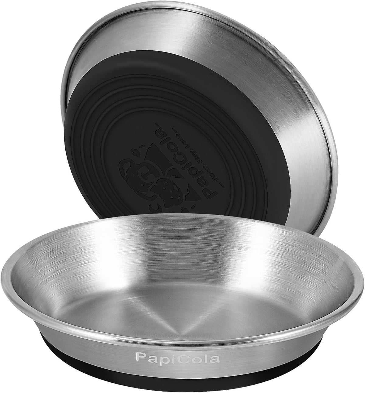 Stainless Steel Cat Bowl 2PC, Non-Slip cat Food Dish - 2 PC-6.3in