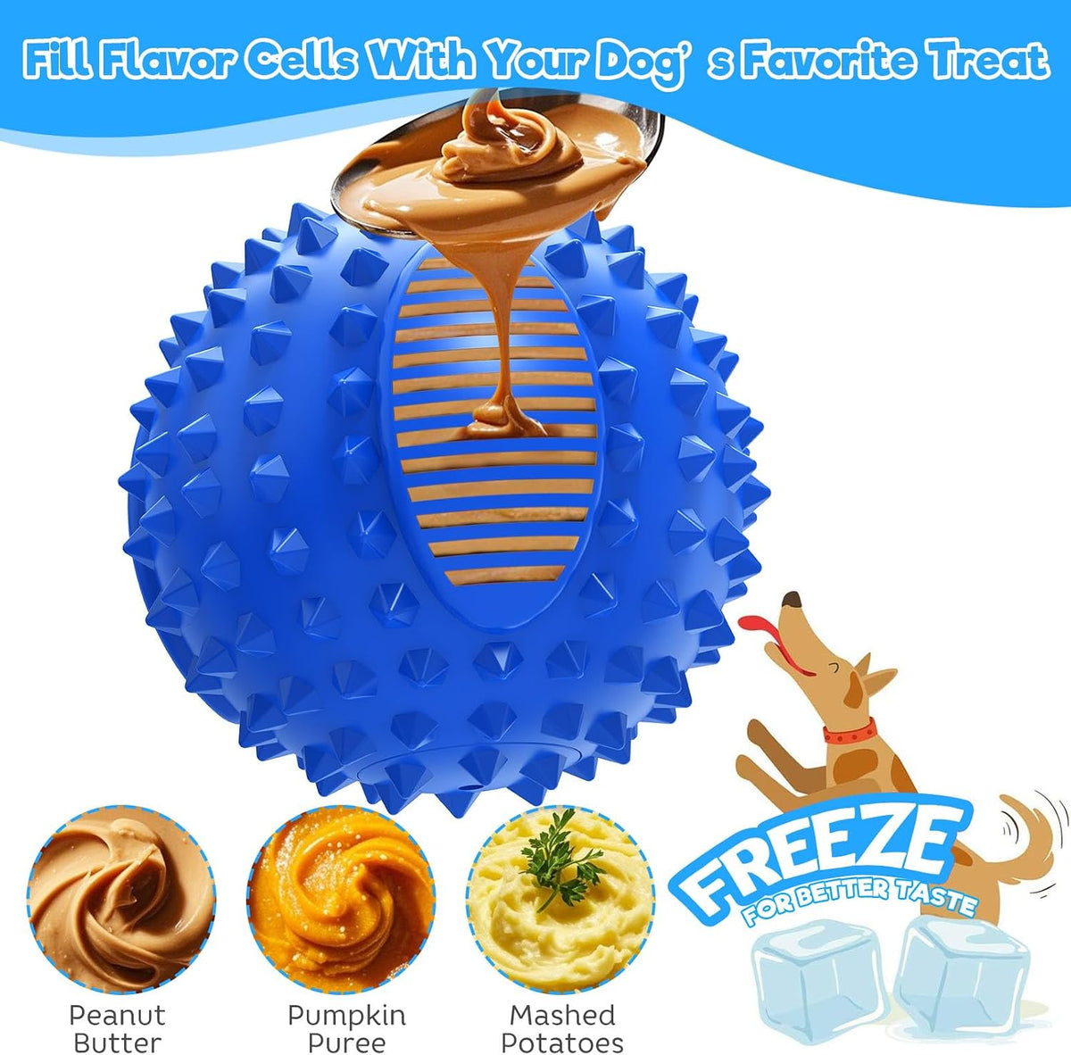 3" Squeaky Dog Balls for Aggressive Chewers - 4" (Medium/Large Dog) / Blue - image 3