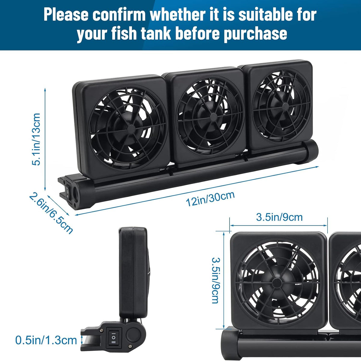 Aquarium Fan 2 3 4 Heads, Aquarium Chillers Cooling Fan Adjustable Fish Tank Cooling Fan with 2 - 3 head - image 2