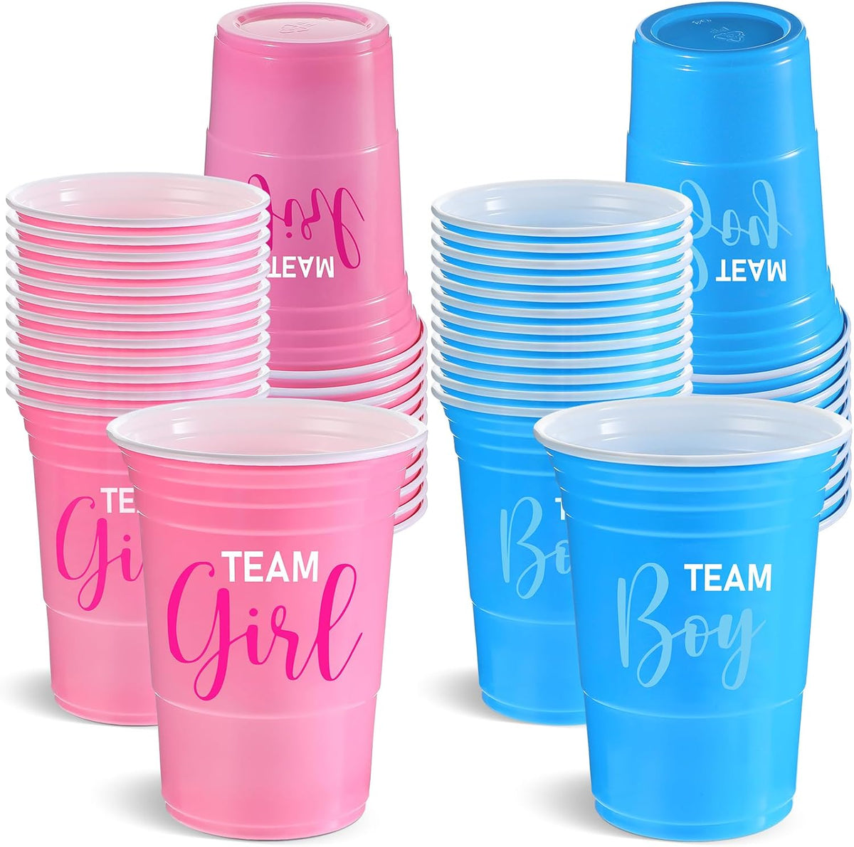 Norme 60 Pcs 16 oz Plastic Gender Reveal Cup Blue Pink Disposable Cup – Fun for Kids & Family - 16 oz / 48