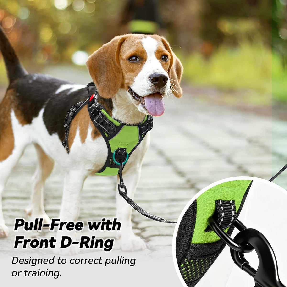 PoyPet No Pull Dog Harness Medium with Front Clip & Neck Release - XS / Green - image 3