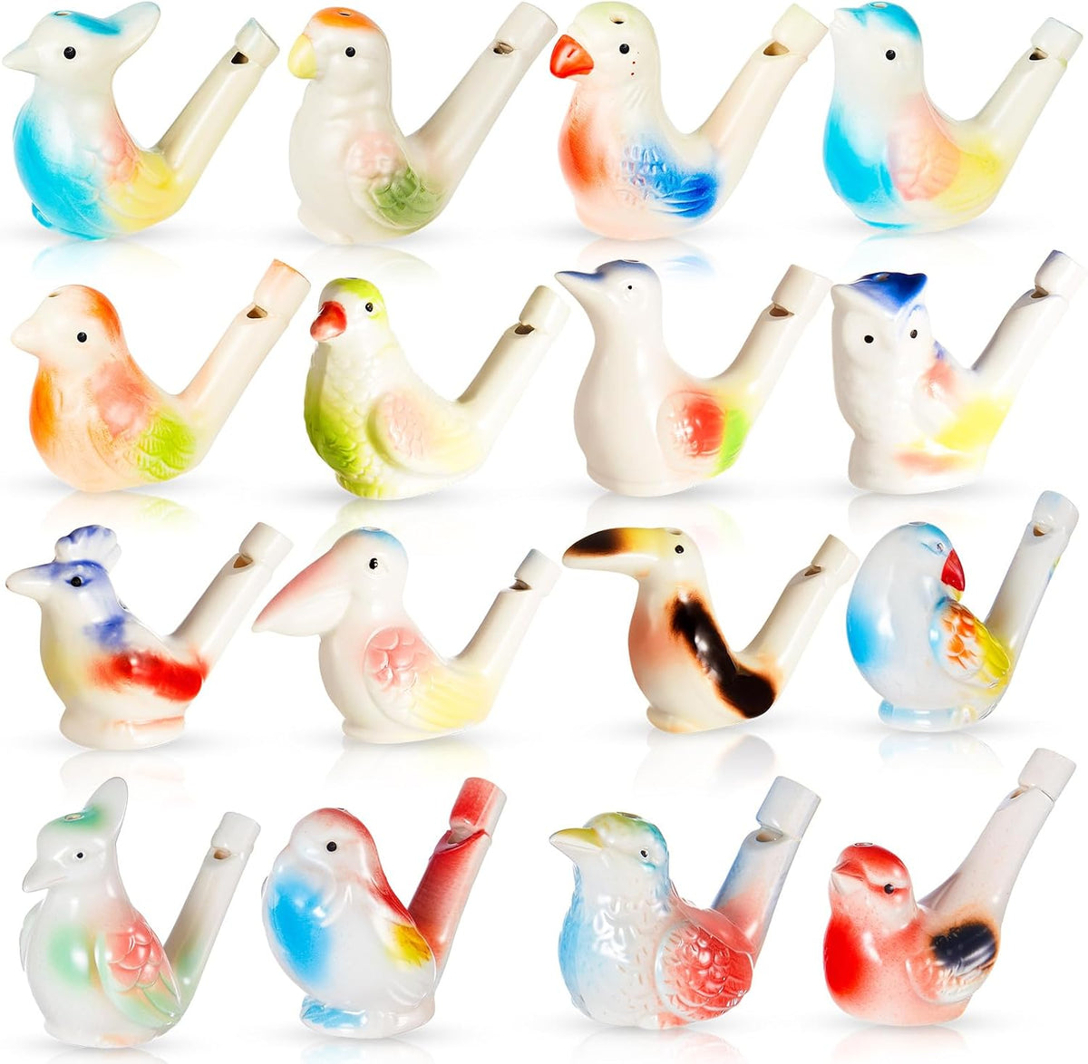 Gejoy 6 Pcs Bird Water Whistles Ceramic Bird Call Warbling Water - 18 / Vibrant
