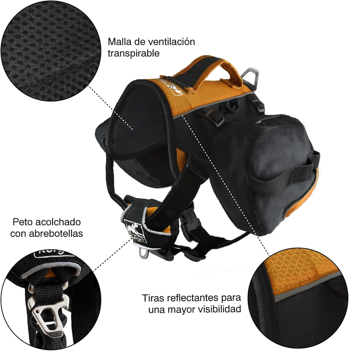 Kurgo Big Baxter Dog Backpack Harness - Baxter Pack / Black/Orange - image 2
