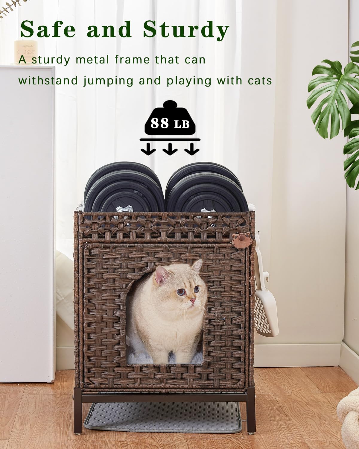 Cat Litter Box Enclosure Hidden Litter Box Furniture - Medium / Brown - image 3