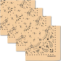 Premium Soft Cotton Bandanas Pack for Men and Women Paisley 22 x 22 - Pack of 4 Almond