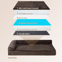 EHEYCIGA Orthopedic Dog Bed Medium Size, Memory Foam Dog Bed - Brown / 44.0"L x 32.0"W x 6.5"Th - image 2