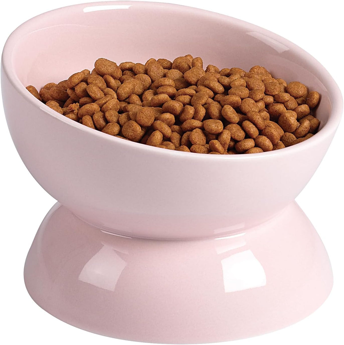 Cat Water Bowl, 15° Tilted and Raised Pet Food Dish - 1 Pack / Pink