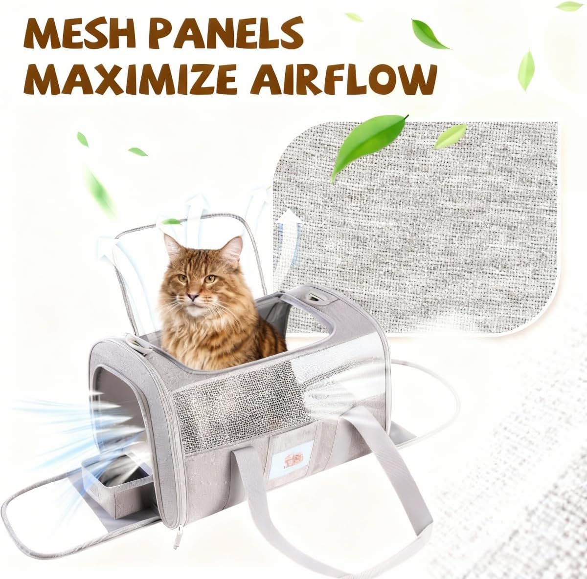 Soft Cat Carrier, Small Dog Bag Soft-Sided Cat Carriers - Gray / 17.0"L x 12.0"W x 11.0"H - image 3