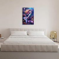 Sea Mermaid Bathroom Pictures Wall Art, Ocean Mermaid Bathroom Wall Decor, Aesthetics Framed Painting Canvas Artwork for Bedroom Living Room Decorations 24"L x 16"W