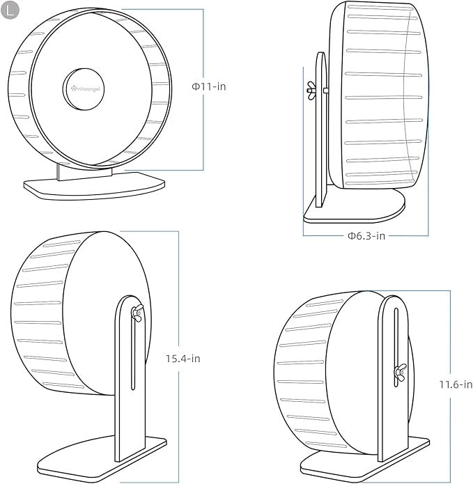 Niteangel Super-Silent Hamster Exercise Wheels: - Quiet Spinner Hamster Running Wheels with Adjustable Stand for Hamsters Gerbils Mice Or Other Small Animals (L, Transparent)