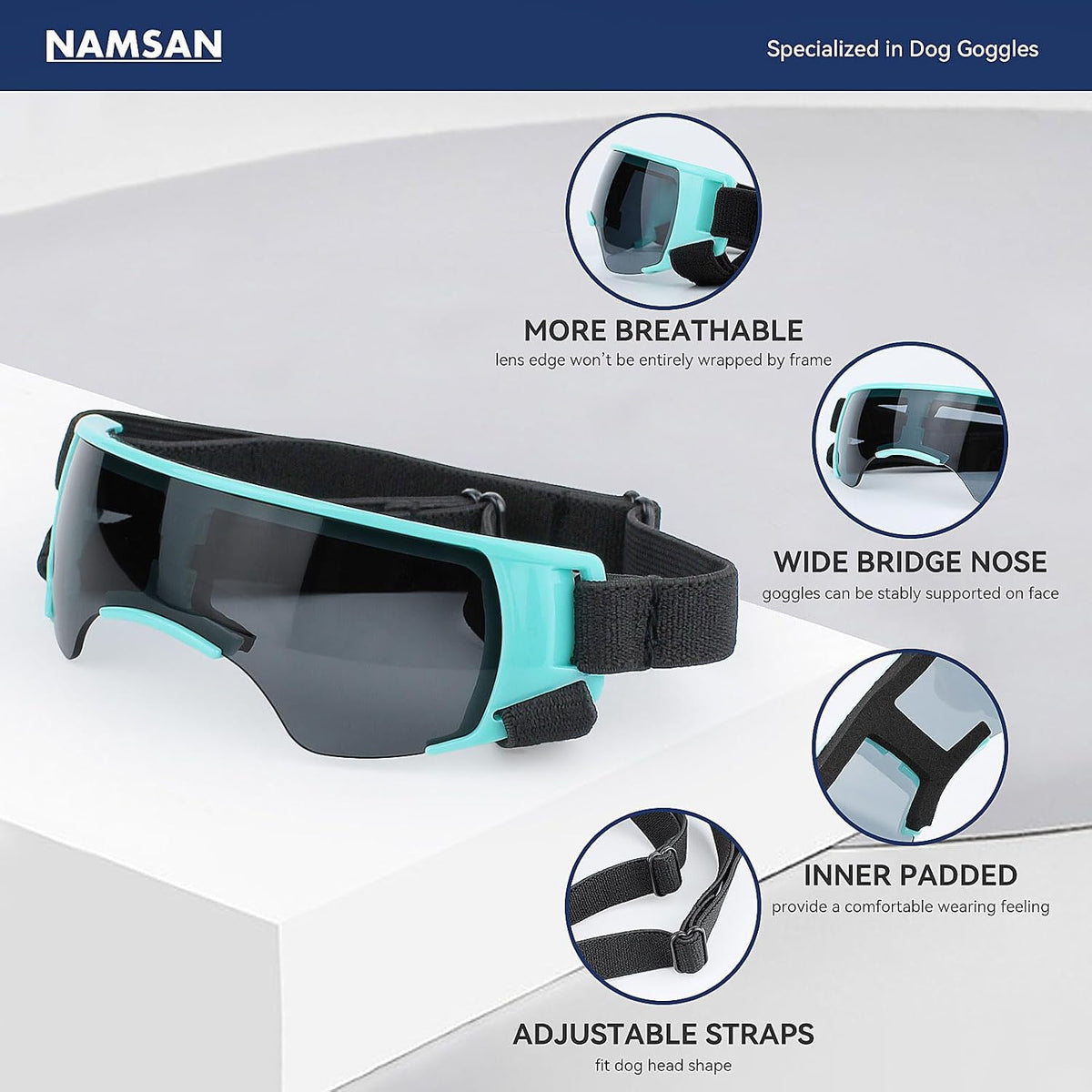 Clear Dog Goggles for Small Dogs - Cute Blue / Small - image 3