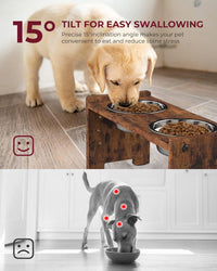 Elevated Dog Bowls, Raised Dog Bowl Stand Adjustable Small - Rustic Brown / Small / Without Mat - image 3