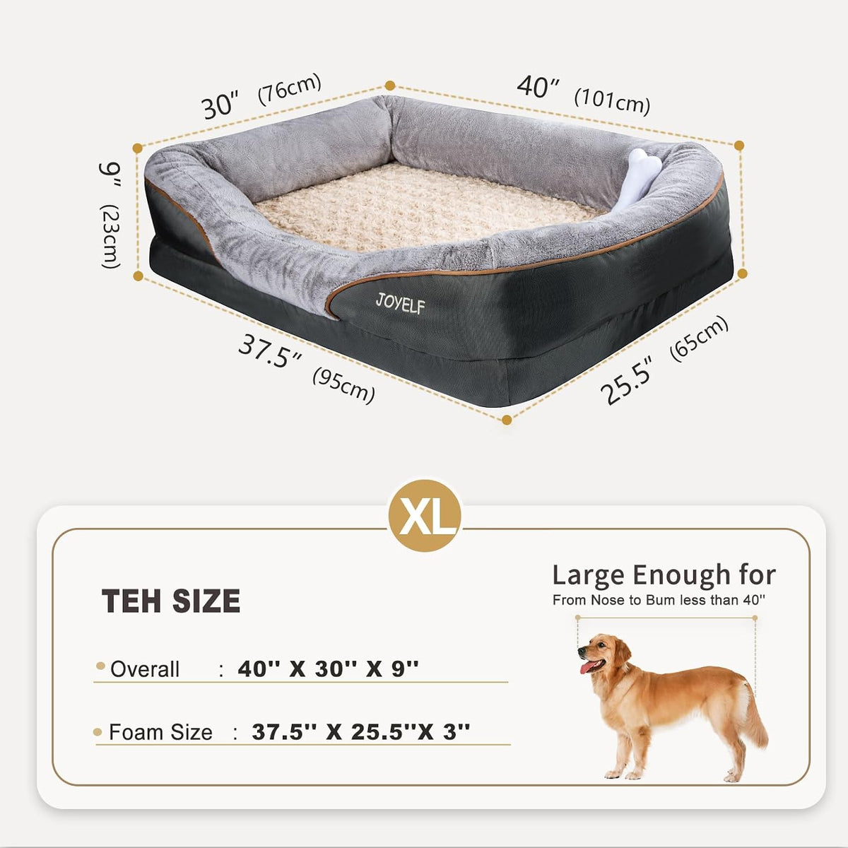 Medium Memory Foam Dog Bed Orthopedic Dog Bed & Sofa with Removable - XLarge-40"x30" - image 2