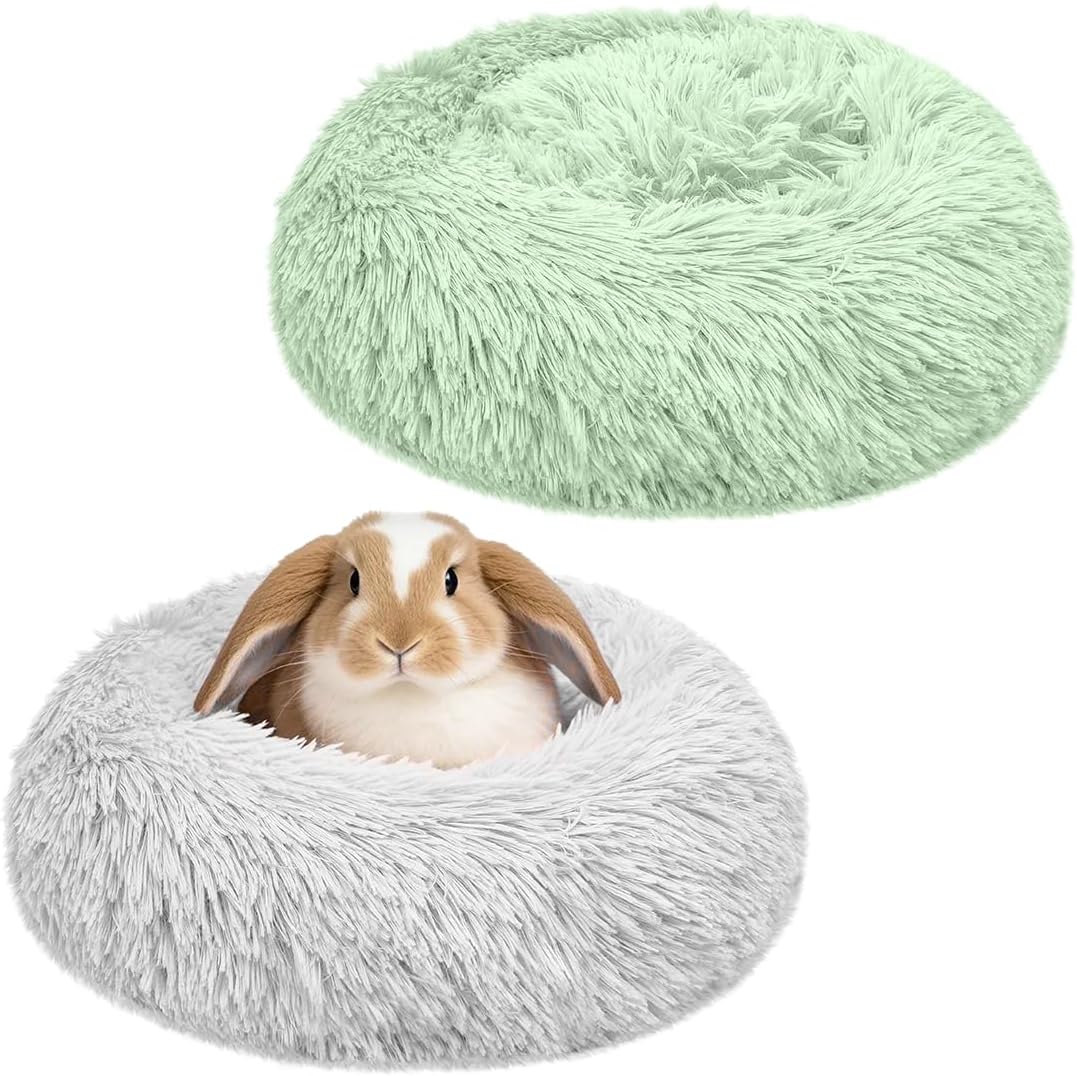 Bunny Bed Large Rabbit Hideout Soft & Comfortable – Daily Care for Small Pets - Grey+Green