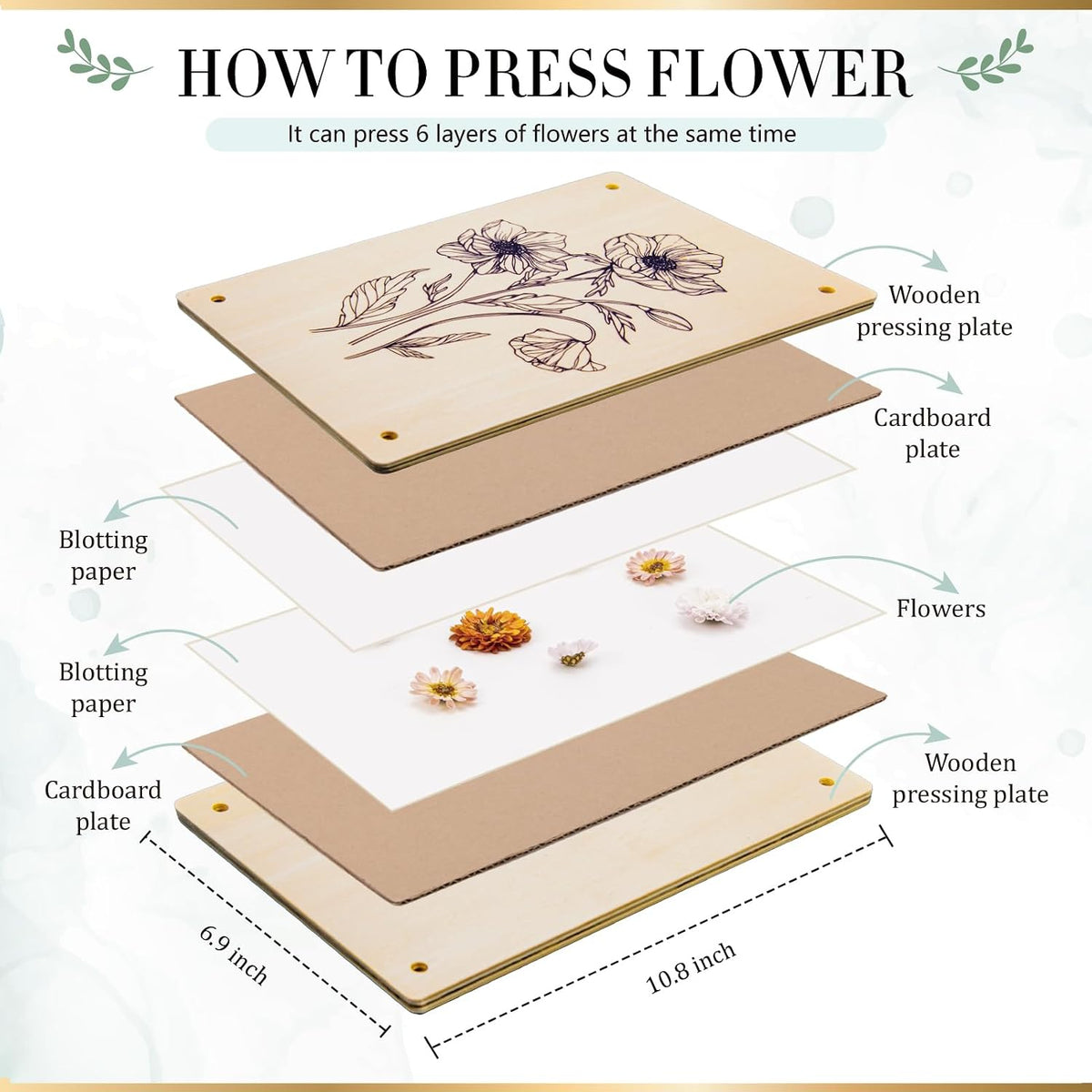Aboofx Wooden Flower Pressing Kit - 10.8" x 6.9" 6 Layers - image 4