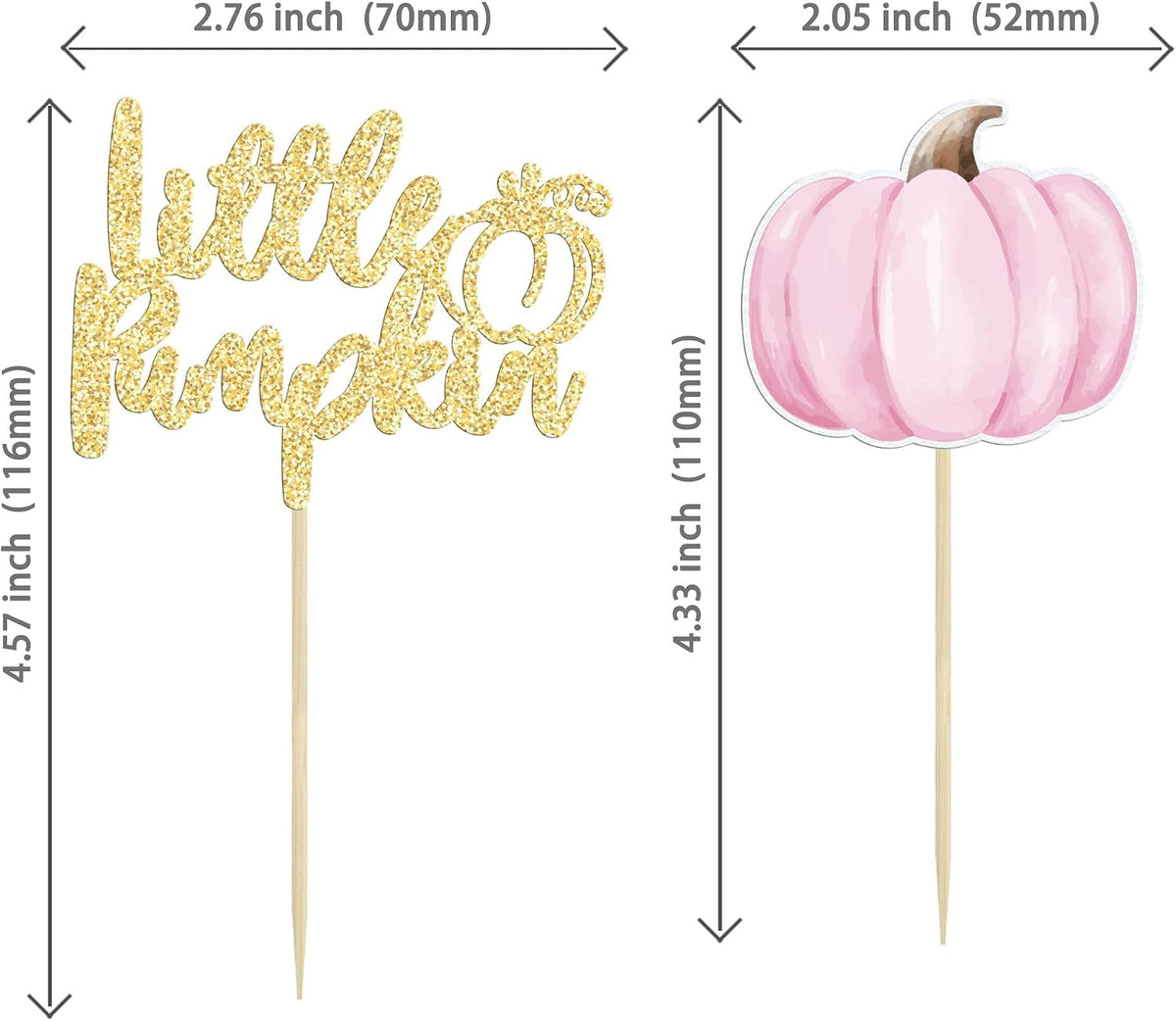 Gyufise 24Pcs Pumpkin Oh Baby Cupcake Toppers Pink Fall Pumpkin - Pink 2 - image 2